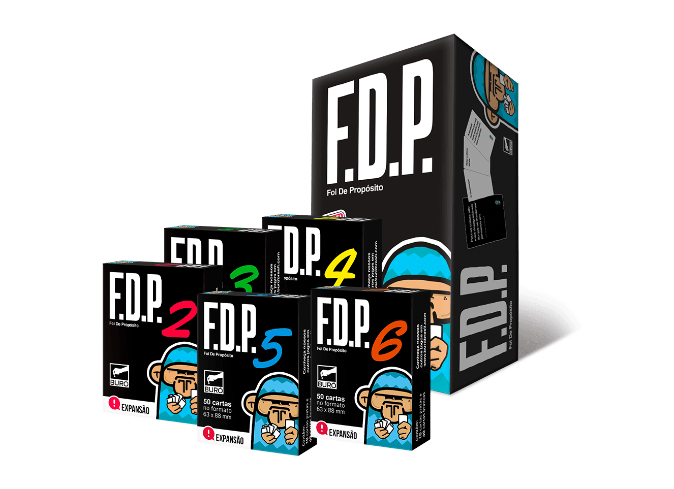 Kit FDP + Expansões FDP 2 ao 6 Foi de Proposito Jogo de Cartas Buro